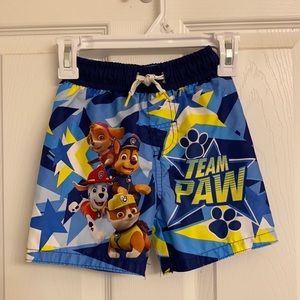 Nickelodeon Paw Patrol Blue Yellow Red Swim Trunks Polyester Size 3T